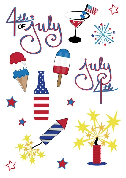 4th of July Icons — Stock Vector