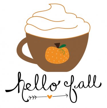 Hello Fall Pumpkin Spice Coffee clipart