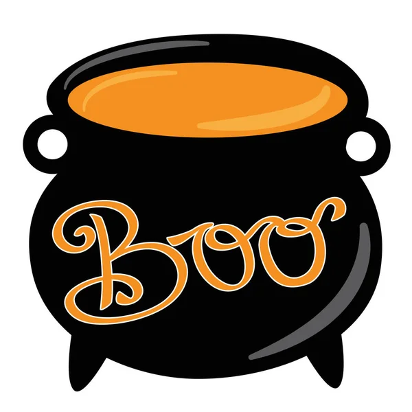 Halloween boszorkány üstben Boo — Stock Vector