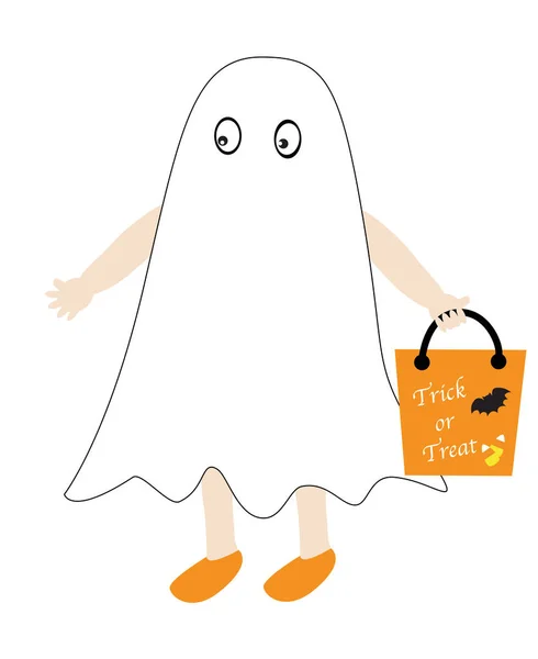 Felice Halloween Ghost Kid — Vettoriale Stock