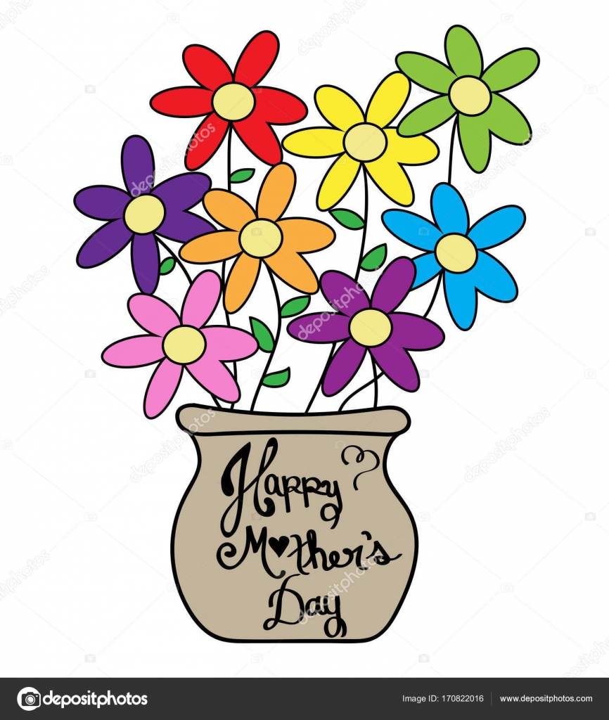 Mother's Day Colorful Flower Pot Stock Vector by ©keeweegirl 170822016