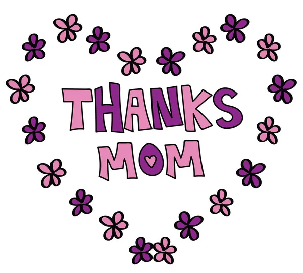 Thanks Mom with Flower Heart — Stock Vector