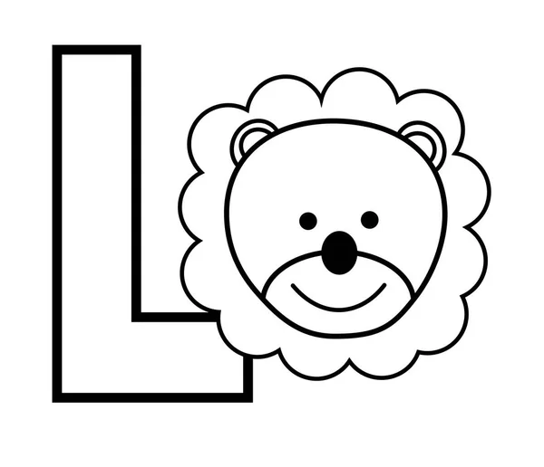 L は、ライオンの着色のページ — ストックベクタ