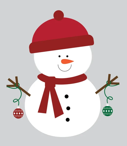 クリスマス飾りの雪だるま — ストックベクタ