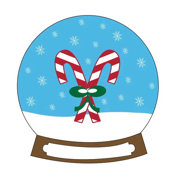 Navidad caramelo bastón bola de nieve — Vector de stock