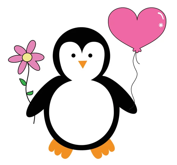 Feliz día de San Valentín Pingüino — Vector de stock