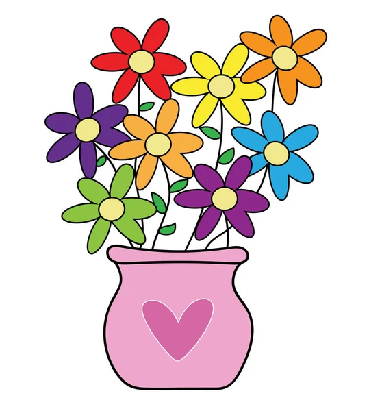 Happy Valentines Day Flowers — Stock Vector