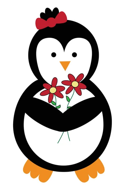 Glücklicher Valentinstag-Pinguin — Stockvektor