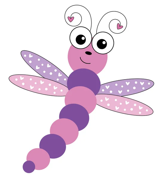Cute Valentines Day Dragonfly — Stock Vector