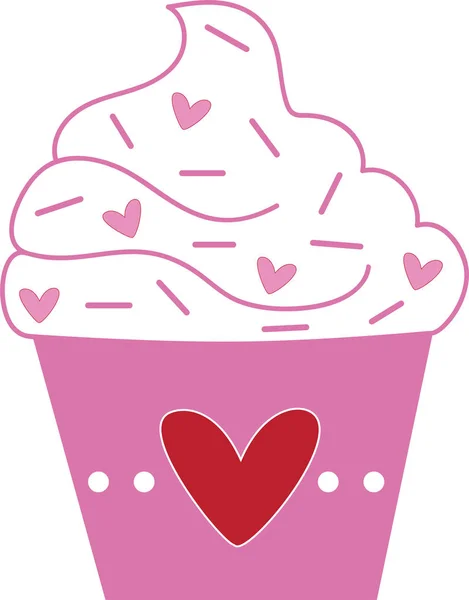 Amor Coração Valentim Cupcake — Vetor de Stock