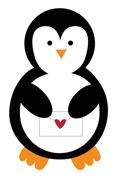 Lettre de Saint Valentin Pingouin — Image vectorielle