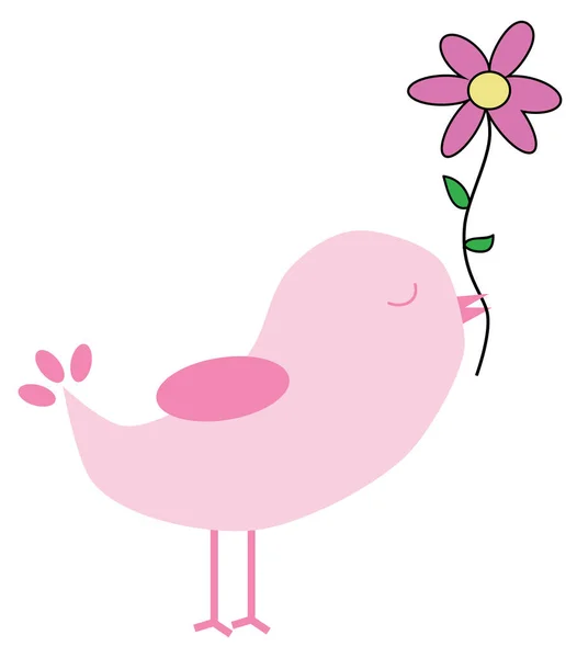 San Valentín pájaro con flor — Vector de stock