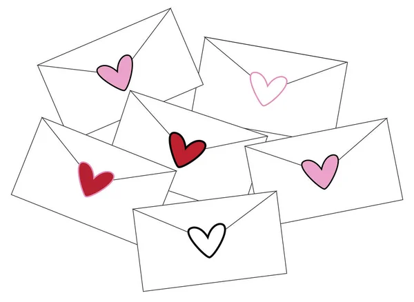 Happy Valentines Love Letters - Stok Vektor
