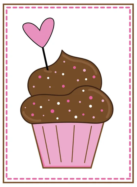 Feliz día de San Valentín Cupcake — Vector de stock