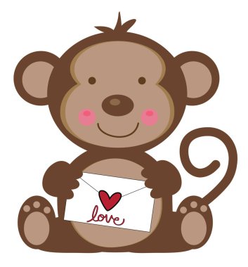 Mutlu Sevgililer günü maymun ve mektup