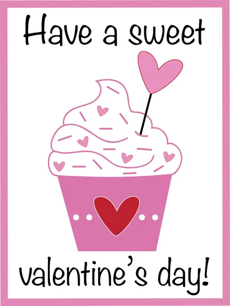 Feliz Dia dos Namorados Cupcake — Vetor de Stock