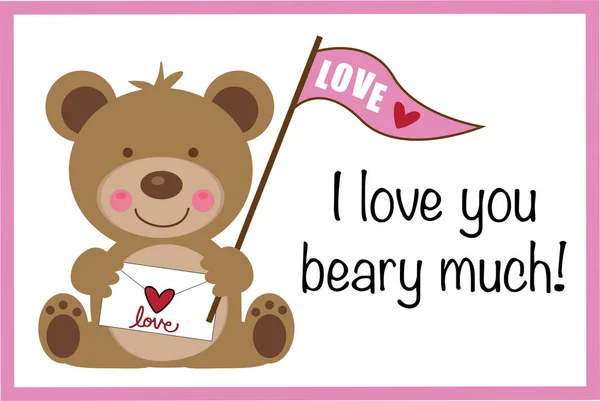 Jag älskar dig Beary mycket Valentine — Stock vektor