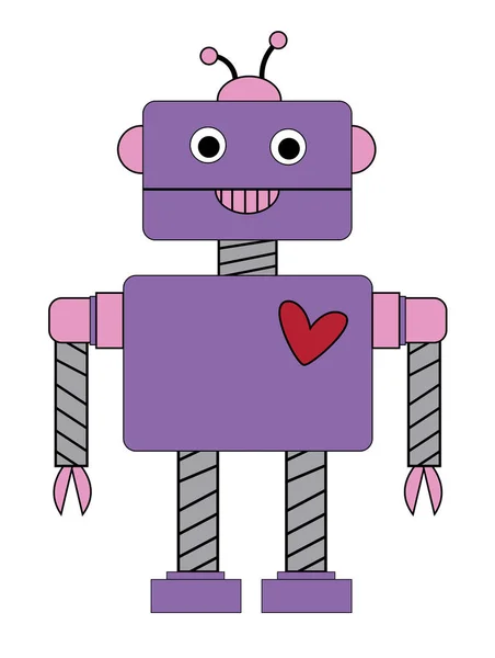 Boldog Valentin-napot Robot — Stock Vector