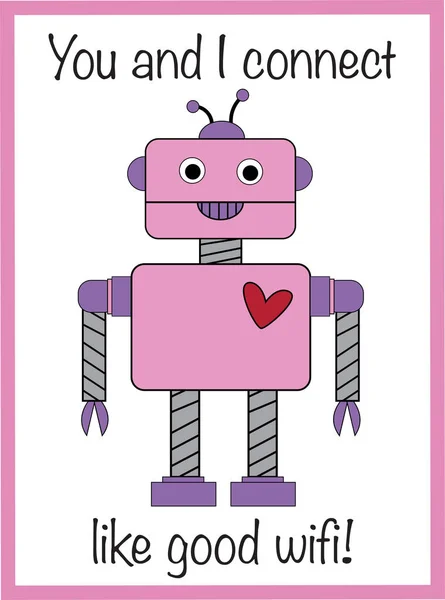 ロボット バレンタイン グリーティング カード — ストックベクタ