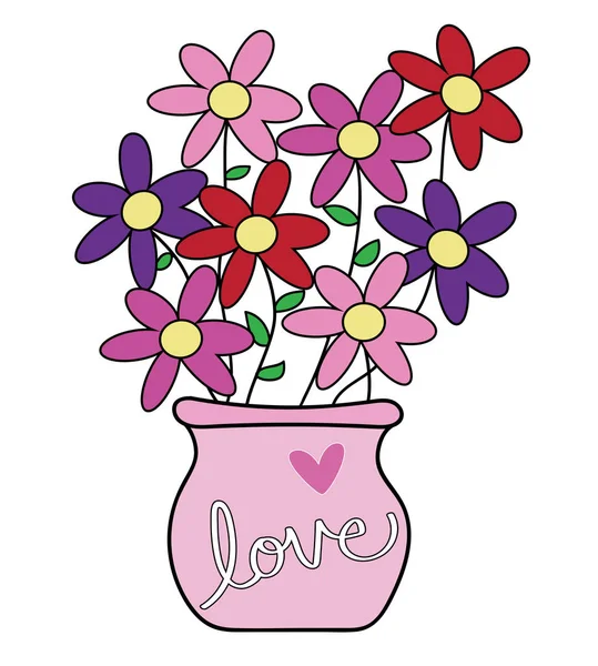 Feliz día de San Valentín Flores — Vector de stock