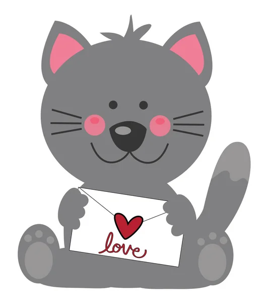 Lettera di San Valentino Cat — Vettoriale Stock