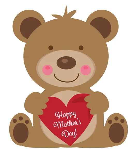 Happy Mothers Day Bear — Stock Vector