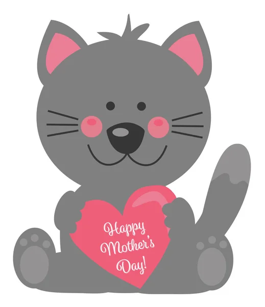 Happy Mothers Day Cat — Stock Vector