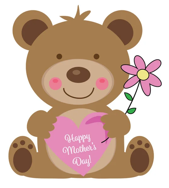 Happy Mothers Day Bear — Stock Vector