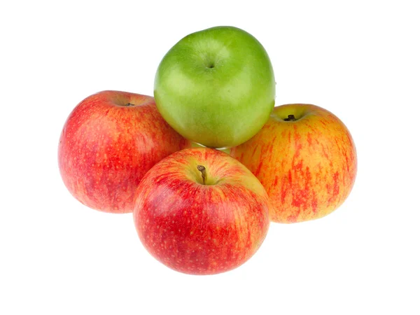 Fresh colorful apples isolated on white background — Stock Photo, Image