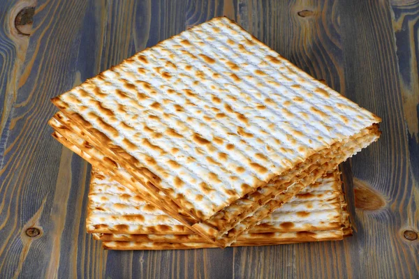 Passover matzo on wooden table — Stock Photo, Image