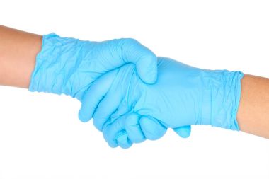 karşılıklı bir mavi eldiven 