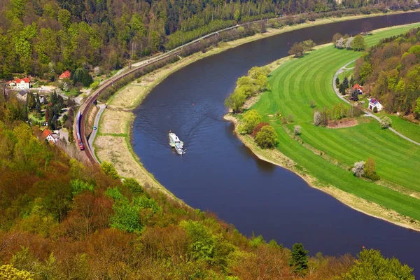 Fiume Elba dal castello di Konigstein — Foto Stock