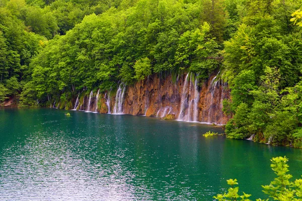 Beautiful lake in forest of Plitvice Lakes National Park, Croati — Stock Photo, Image