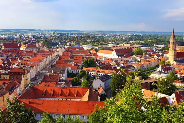 Panoramic view over the historic city of Landshut, Bavaria, Germ — Stock Photo, Image