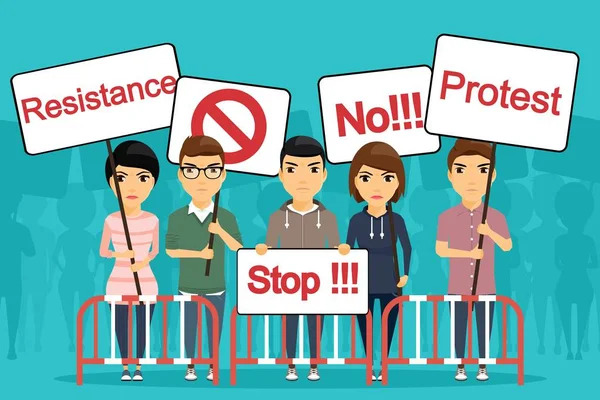 Meninos e meninas estão protestando . — Vetor de Stock