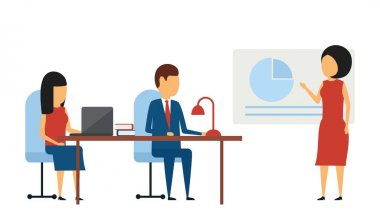 İş kavramı. Basit bir tarzda. İş Projesi tanıtımı. Dikkate yapmak ve iş konularında. Beyaz arka plan üzerinde düz stil.