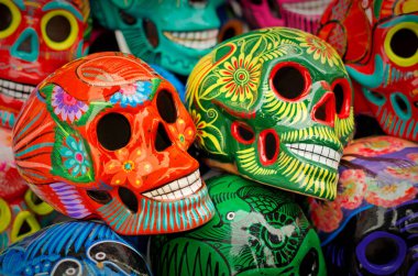 Decorated colorful skulls  clipart