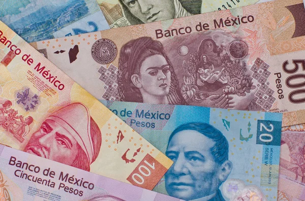 Verschiedene mexikanische Geldscheine. — Stockfoto
