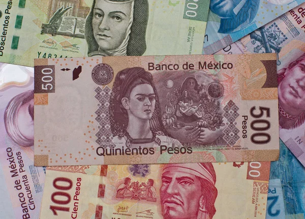 Different Mexican money banknotes. — Stock Photo, Image