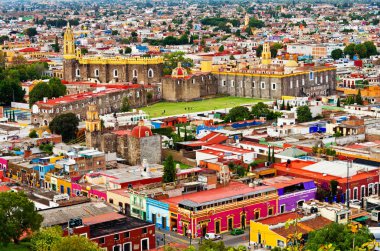 Cholula Puebla'deki / daki havadan görünümü