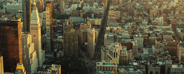 Top view of panorama of New York City panorama. Top view