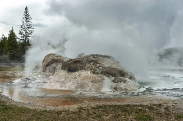 Grota erupcji gejzeru w Parku Narodowym Yellowstone, Stany Zjednoczone Ameryki — Zdjęcie stockowe