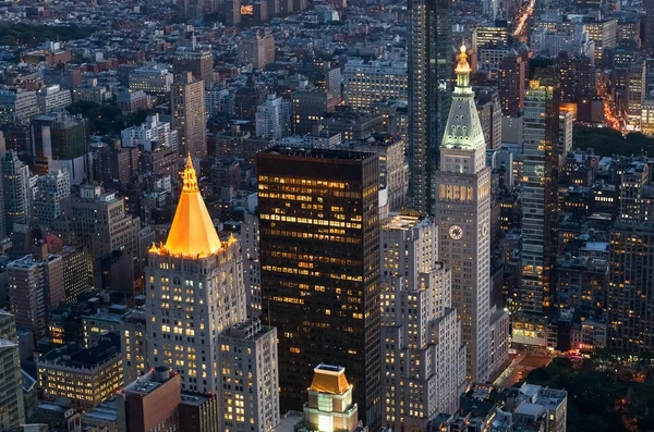 New York City Night Aerial View Manhattan Skyline Usa — Stock Photo, Image