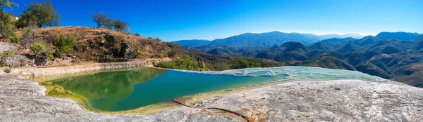 Hierve Agua Panoramik Manzaralı Oaxaca Meksika Nın Orta Vadilerde Termal — Stok fotoğraf