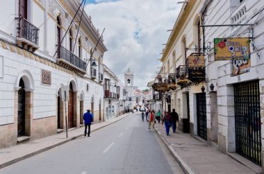 Sucre, Bolivya - 29 Mart 2015: Sucre, Bolivya'nın başkenti sokakta