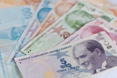 Türk Lirası banknot. para arka kapatmak