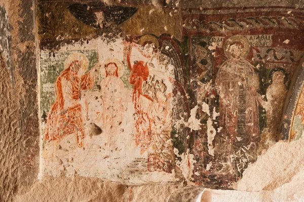 Cappadocia Turkey April 2016 Destroyed Interior Church Three Crosses Early — Stock Photo, Image