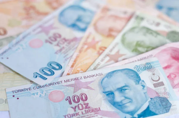 Türkische Lira Banknoten Hintergrund Des Geldes Schließen — Stockfoto
