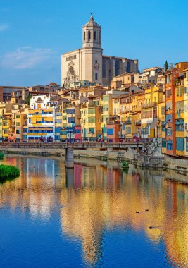 Girona, Spain. - July 25, 2014: View of historical jewish quarter in Girona, Spain. clipart