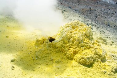 Ebeko volkan, Paramushir Adası, Kuril Adaları, Rusya Federasyonu